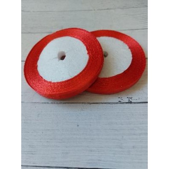 Лента атласная однотонная 0,6 см*25 ярдов цв. красный 26, цена за катушку